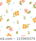 Floral vector seamless continuous print pattern, wallpaper, background, home textile print, seamless floral pattern, hand drawn floral print. 123069374