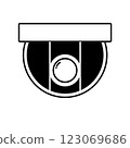 Simple surveillance camera; line icon; illustration; silhouette 123069686