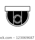Simple surveillance camera; line icon; illustration; silhouette 123069687