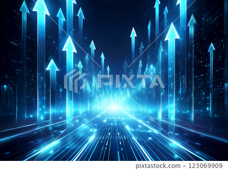 Blue light arrow 3d illustration background 123069909