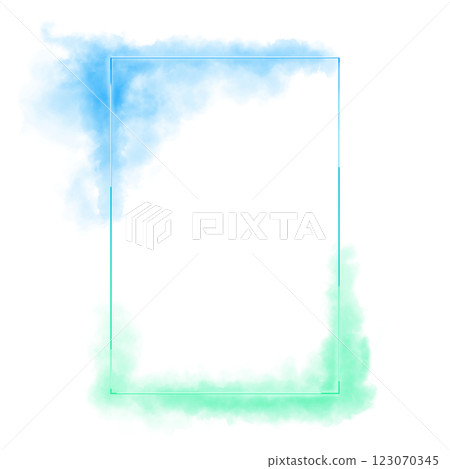 Neon Rectangle Frame with Gradient Green and Blue, with Fog, Illustration Template for Web and Print Use 123070345