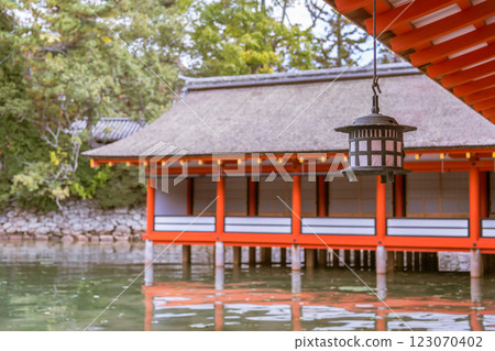 [Hanging lanterns at Itsukushima Shrine, Miyajima, Hiroshima] 123070402