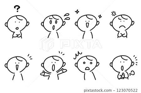 A set of men with various expressions: confused, happy, angry, and thoughtful A set of men with various expressions: confused, happy, angry, and thoughtful 123070522