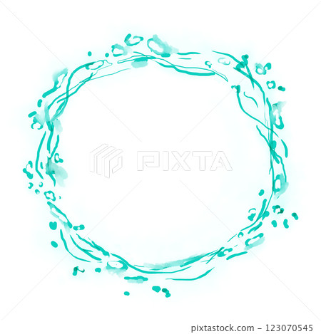 Neon Turquoise Asymmetrical Frame with Plant Motif, Fog, Illustration Template for Web and Print Use Neon Turquoise Asymmetrical Frame with Plant Motif, Fog, Illustration Template for Web and Print Use 123070545