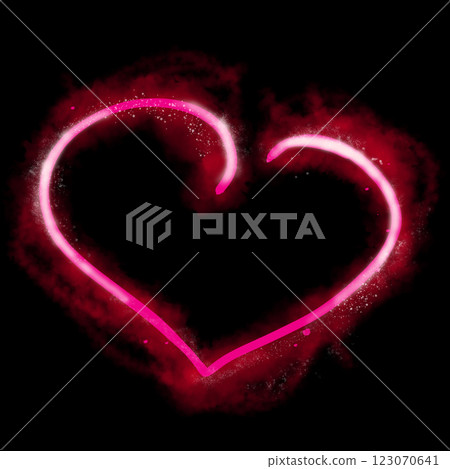 Neon Heart Frame with Smoke and Splashes , Illustration Template for Web and Print Use 123070641