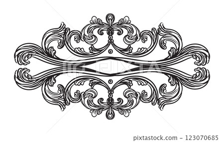 Baroque design element engraving ornament vector illustration Baroque design element engraving ornament vector illustration 123070685