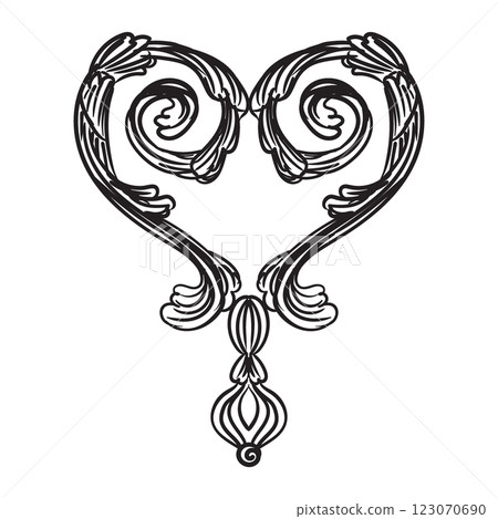 Filigree design element vintage hand drawing ornament illustration Filigree design element vintage hand drawing ornament illustration 123070690