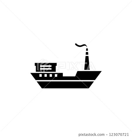 cargo ship icon in black and white 123070721