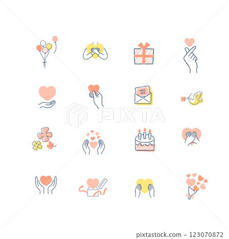 Heart and gift icon set Heart and gift icon set 123070872