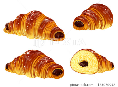Chocolate Croissant, Chococro, Half, Cross Section 123070952