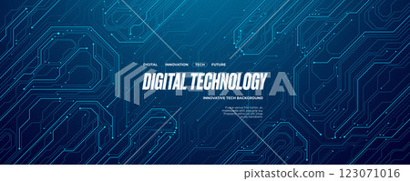 Circuit board wires in light blue on dark navy technology background Circuit board wires in light blue on dark navy technology background 123071016
