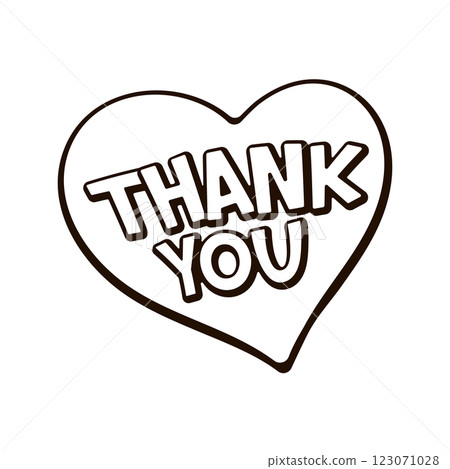 Vibrant comic-style thank you in heart sign, perfect for kids' birthday celebrations Vibrant comic-style thank you in heart sign, perfect for kids' birthday celebrations 123071028