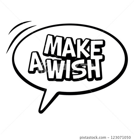 Vibrant comic-style make a wish sign, perfect for kids' birthday celebrations 123071050