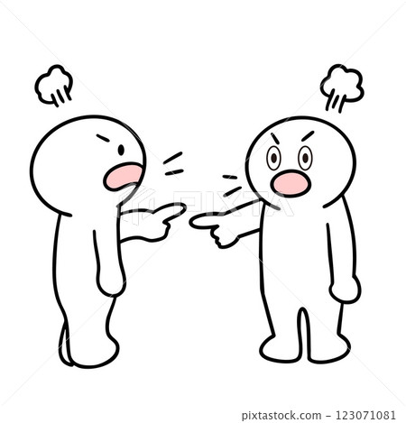 Stick figures fighting in an argument 123071081