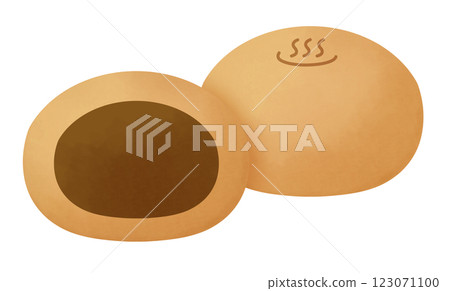 切成兩半的溫泉饅頭的插圖 切成兩半的溫泉饅頭的插圖 123071100