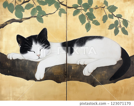 黑白貓壁畫 123071170