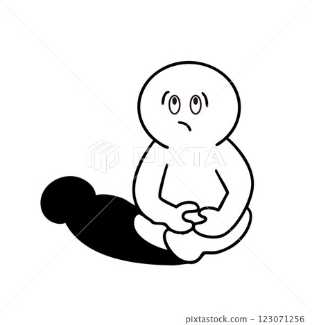 A stick figure practicing zazen while struggling to meditate A stick figure practicing zazen while struggling to meditate 123071256