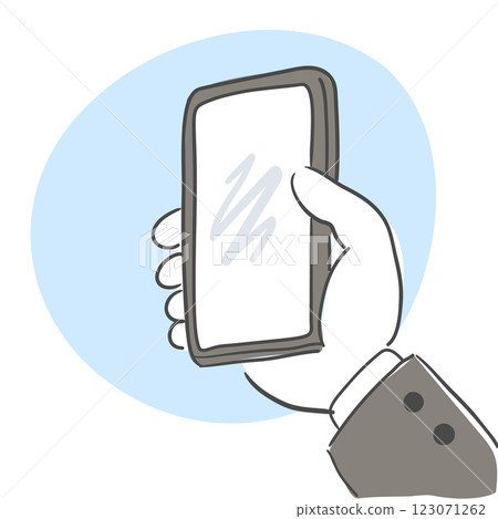 An illustration of a hand holding a phone An illustration of a hand holding a phone 123071262