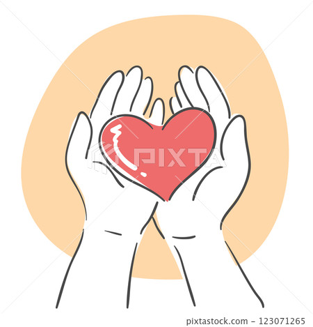 An illustration of hands holding a heart An illustration of hands holding a heart 123071265