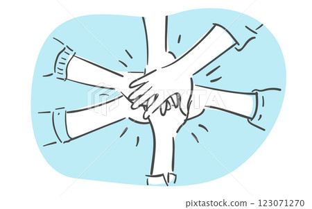 An illustration of multiple hands joining together 123071270