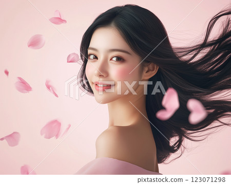 Woman with pink petals Woman with pink petals 123071298