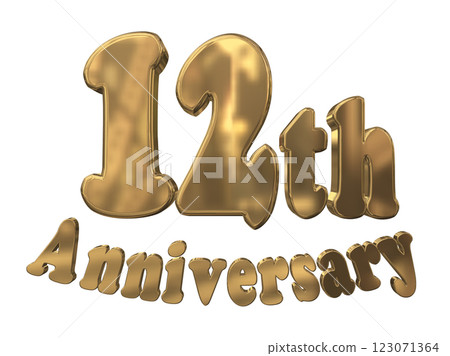 3DCG letters "12th Anniversary/12th Anniversary mark glitter" Gold, Gold 123071364