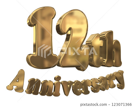 3DCG letters "12th Anniversary/12th Anniversary mark glitter" Gold, Gold 123071366