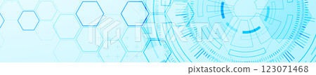 Abstraction on the theme of tech circles. Scientific and technological background. Blue gradient on the background. Abstraction on the theme of tech circles. Scientific and technological background. Blue gradient on the background. 123071468