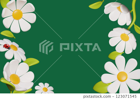 White daisy flower 3D graphic template 123071545