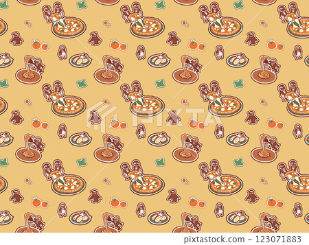 麥哲倫企鵝與義大利食物圖案插圖與背景 123071883