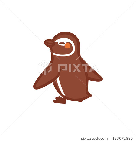 Color illustration of a Magellanic penguin happily spreading its arms 123071886