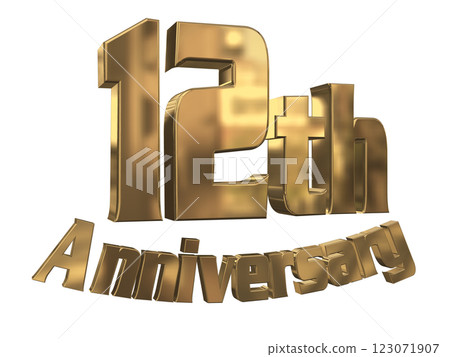 3DCG 字母“12 週年/12 週年紀念閃光”金色,金色 3DCG 字母“12 週年/12 週年紀念閃光”金色,金色 123071907
