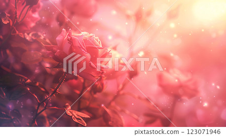 Sunny floral background with soft pastel roses in shades of pink, copy space Sunny floral background with soft pastel roses in shades of pink, copy space 123071946