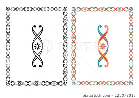Vintage floral classic calligraphic retro vignette scroll frames ornamental design elements black and color set isolated vector Vintage floral classic calligraphic retro vignette scroll frames ornamental design elements black and color set isolated vector 123072015