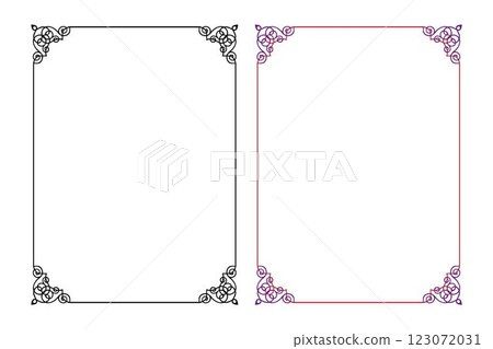 Vintage floral classic calligraphic retro vignette scroll frames ornamental design elements black and color set isolated vector 123072031