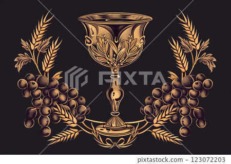 holy communion golden composition horizontal illustration on black background holy communion golden composition horizontal illustration on black background 123072203