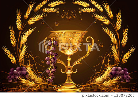 holy communion golden composition horizontal illustration on dark background 123072205