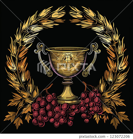 holy communion composition square illustration 123072206