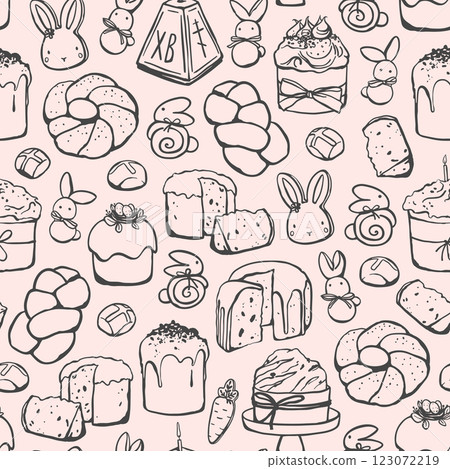 Seamless pattern with different Easter bakery 123072219