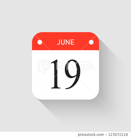 Vector icon page day calendar - 19 June month Vector icon page day calendar - 19 June month 123072228