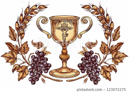 holy communion composition horizontal illustration on white background 123072275