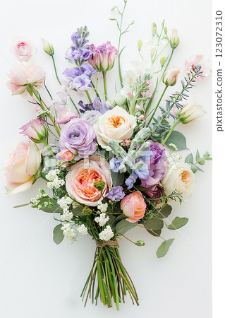Vertical pastel flower bouquet spring holiday greeting card design Vertical pastel flower bouquet spring holiday greeting card design 123072310