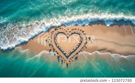 Romantic Beach Art Captured from Above 123072780
