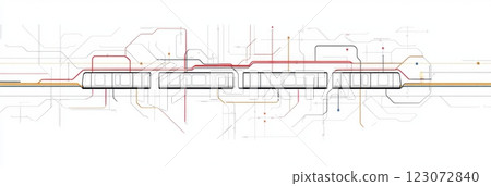 Metro station layout with a detailed subway map showing routes and passenger transport options. Generative AI 123072840