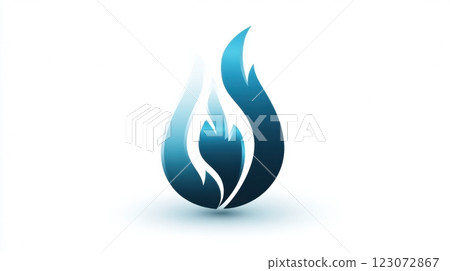 Flame icon design featuring a stylized fire symbol with gradients in blue and teal shades showing modern minimalist aesthetics. Generative AI 123072867