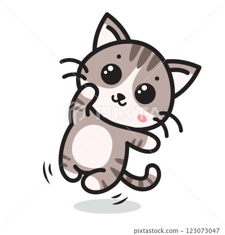 Grey cute cat cartoon vector illustration Grey cute cat cartoon vector illustration 123073047