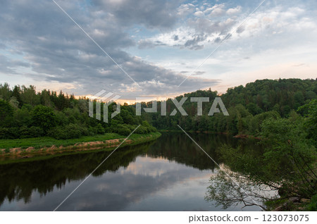A beautiful view on Gauja river in Latvia 123073075