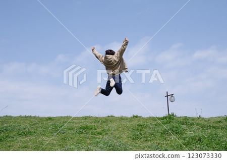 Girl flying in the sky Girl flying in the sky 123073330