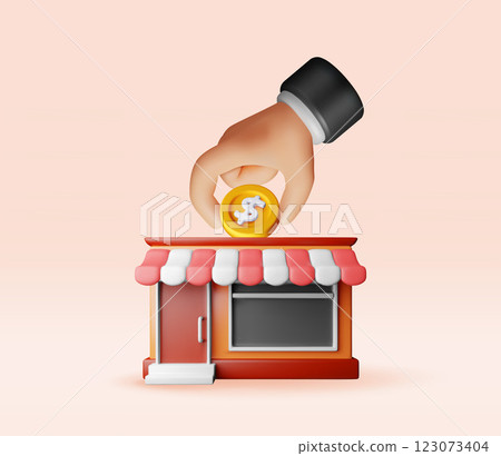 3D franchise shop building or commercial property 123073404