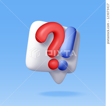 3d question and exclamation marks in speech bubble 123073417